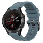 For Garmin Fenix 5 / Fenix 5 Plus Solid Color Black Buckle Silicone Quick Release Watch Band(Rock Blue)