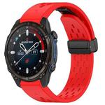 For Garmin Descent MK3i 43mm 20mm Holes Magnetic Folding Buckle Silicone Watch Band(Red)