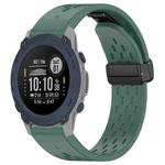 For Garmin Descent G1 22mm Holes Magnetic Folding Buckle Silicone Watch Band(Dark Green)