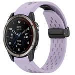 For Garmin Quatix 7 Pro 22mm Holes Magnetic Folding Buckle Silicone Watch Band(Purple)