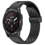 For Garmin Epix Pro 51mm Holes Magnetic Folding Buckle Silicone Watch Band(Black)