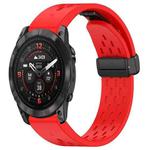 For Garmin Epix Pro 51mm Holes Magnetic Folding Buckle Silicone Watch Band(Red)