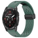 For Garmin Epix Pro 51mm Holes Magnetic Folding Buckle Silicone Watch Band(Dark Green)