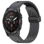 For Garmin Epix Pro 51mm Holes Magnetic Folding Buckle Silicone Watch Band(Dark Gray)