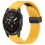 For Garmin Epix Pro 51mm Holes Magnetic Folding Buckle Silicone Watch Band(Yellow)