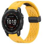 For Garmin Epix Pro 47mm 22mm Holes Magnetic Folding Buckle Silicone Watch Band(Yellow)