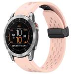 For Garmin Epix Gen2 / Epix Pro Gen2 47mm Holes Magnetic Folding Buckle Silicone Watch Band(Pink)