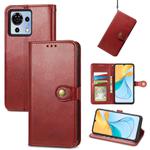 For ZTE Blade V50 Vita Retro Solid Color Buckle Leather Phone Case(Red)