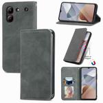 For ZTE Blade A54 Retro Skin Feel Magnetic Leather Phone Case(Grey)