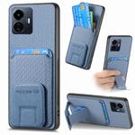For vivo Y77 5G Carbon Fiber Card Bag Fold Stand Phone Case(Blue)