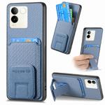 For vivo S17E 5G Carbon Fiber Card Bag Fold Stand Phone Case(Blue)