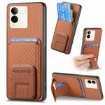 For vivo S17E 5G Carbon Fiber Card Bag Fold Stand Phone Case(Brown)