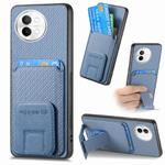 For vivo S18e Carbon Fiber Card Bag Fold Stand Phone Case(Blue)