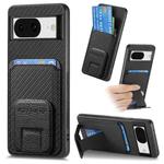 For Google Pixel 7 Pro Carbon Fiber Card Bag Fold Stand Phone Case(Black)