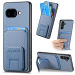 For Google Pixel 9a Carbon Fiber Card Bag Fold Stand Phone Case(Blue)