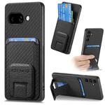 For Google Pixel 9a Carbon Fiber Card Bag Fold Stand Phone Case(Black)