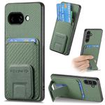 For Google Pixel 9a Carbon Fiber Card Bag Fold Stand Phone Case(Green)