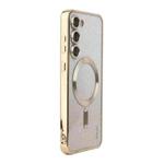 For Samsung Galaxy S24 5G ENKAY Hat-Prince Magnetic Glitter Plated TPU Phone Case with Lens Film(Golden)