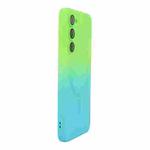 For Samsung Galaxy S25 5G ENKAY Hat-Prince MagSafe Rainbow Gradient Silicone Phone Case with Lens Film(Green Blue)