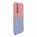 For Samsung Galaxy A55 ENKAY Hat-Prince MagSafe Rainbow Gradient Silicone Phone Case with Lens Film(Pink Blue)