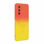 For Samsung Galaxy A26 5G ENKAY Hat-Prince MagSafe Rainbow Gradient Silicone Phone Case with Lens Film(Orange Yellow)