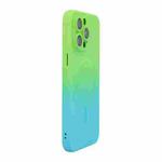 For iPhone 13 Pro Max ENKAY Hat-Prince MagSafe Rainbow Gradient Silicone Phone Case with Lens Film(Green Blue)