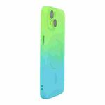 For iPhone 15 Plus ENKAY Hat-Prince MagSafe Rainbow Gradient Silicone Phone Case with Lens Film(Green Blue)