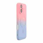 For iPhone 16 ENKAY Hat-Prince MagSafe Rainbow Gradient Silicone Phone Case with Lens Film(Pink Blue)