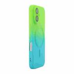 For iPhone 16 ENKAY Hat-Prince MagSafe Rainbow Gradient Silicone Phone Case with Lens Film(Green Blue)