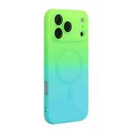For iPhone 17 Pro Max ENKAY Hat-Prince MagSafe Rainbow Gradient Silicone Phone Case with Lens Film(Green Blue)