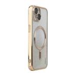 For iPhone 14 ENKAY Hat-Prince Magnetic Glitter Plated Shockproof Phone Case with Lens Film(Golden)