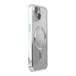 For iPhone 14 ENKAY Hat-Prince Magnetic Glitter Plated Shockproof Phone Case with Lens Film(Silver)