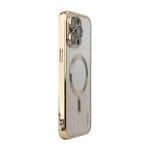 For iPhone 15 Pro ENKAY Hat-Prince Magnetic Glitter Plated Shockproof Phone Case with Lens Film(Golden)