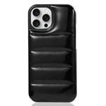 For iPhone 15 Pro Laser Aurora Down Jacket All-inclusive Phone Case(Black)