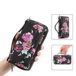 For Samsung Galaxy S23 Ultra 5G Flower Multi-functional Crossbody Zipper Wallet Leather Phone Case(Black)