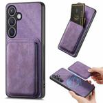 For Samsung Galaxy S24 5G Retro Leather Card Bag Magnetic Phone Case(Purple)