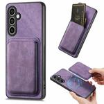 For Samsung Galaxy S23 FE 5G Retro Leather Card Bag Magnetic Phone Case(Purple)