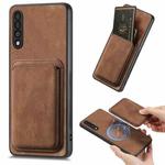 For Samsung Galaxy A30s Retro Leather Card Bag Magnetic Phone Case(Brown)