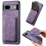 For Google Pixel 7a Retro Leather Card Bag Magnetic Phone Case(Purple)
