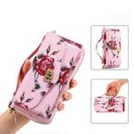 For iPhone 12 Flower Multi-functional Crossbody Zipper Wallet MagSafe Leather Phone Case(Pink)