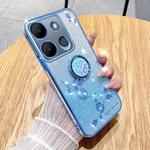 For Tecno Spark GO 2023 Gradient Glitter Immortal Flower Ring All-inclusive Phone Case(Blue)