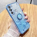 For Tecno Pop 5 LTE Gradient Glitter Immortal Flower Ring All-inclusive Phone Case(Blue)