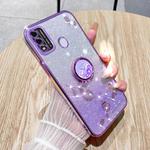 For Tecno Spark GO 2020 Gradient Glitter Immortal Flower Ring All-inclusive Phone Case(Purple)