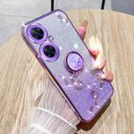 For Tecno Camon 19 Neo Gradient Glitter Immortal Flower Ring All-inclusive Phone Case(Purple)