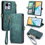 For ZTE Blade V50 Vita Geometric Zipper Wallet Side Buckle Leather Phone Case(Green)