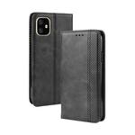 For iPhone 11 Magnetic Buckle Retro Crazy Horse Texture Horizontal Flip Leather Case , with Holder & Card Slots & Photo Frame(Black)