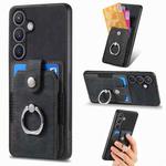 For Samsung Galaxy S24 5G Retro Skin-feel Ring Card Wallet Phone Case(Black)