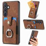 For Samsung Galaxy S24 5G Retro Skin-feel Ring Card Wallet Phone Case(Brown)