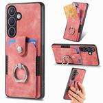 For Samsung Galaxy S24 5G Retro Skin-feel Ring Card Wallet Phone Case(Pink)