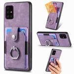 For Samsung Galaxy A51 Retro Skin-feel Ring Card Wallet Phone Case(Purple)